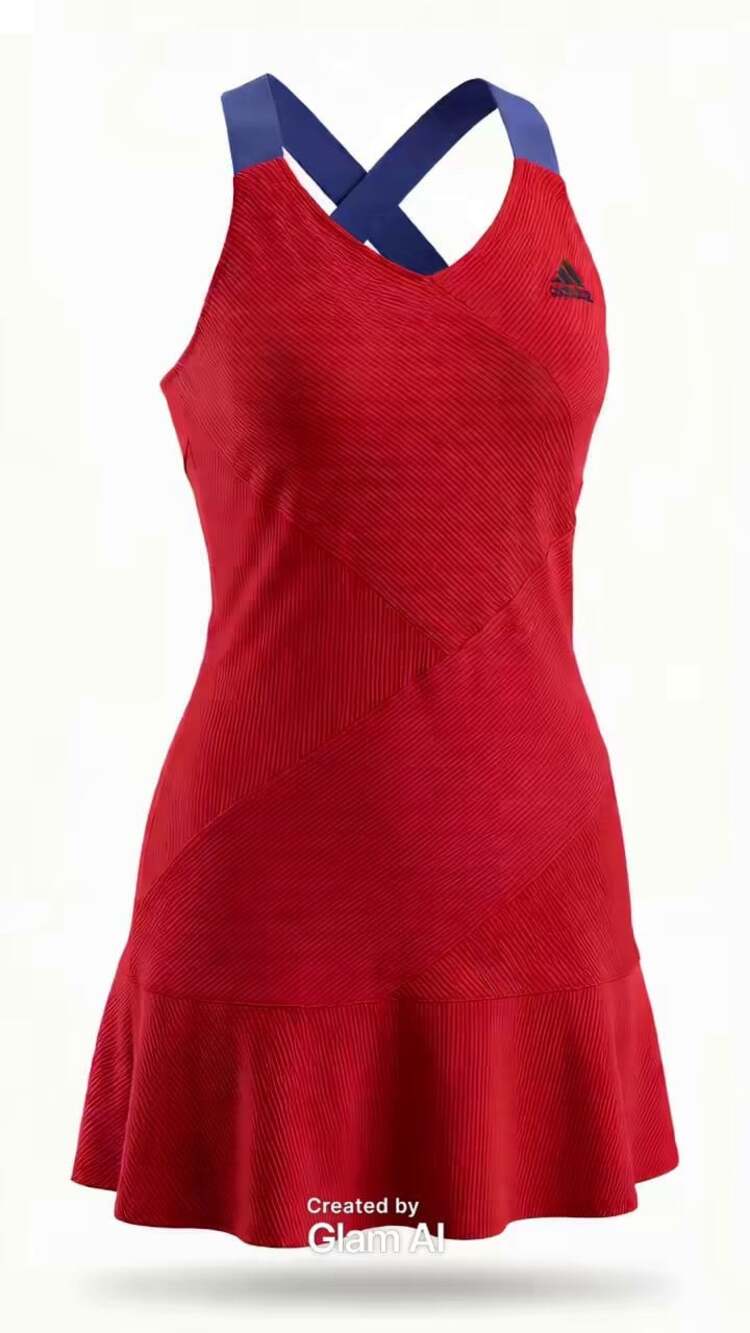 adidas Women's Pro AEROREADY Tennis Dress - Red with Purple Y-Straps